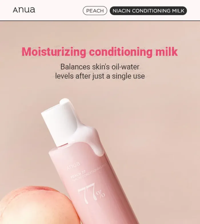 شیر نرم کننده هلو نیاسینامید آنوا آبرسان و تغذیه کننده پوست ANUA Peach 77 Niacin Conditioning Milk 150ml